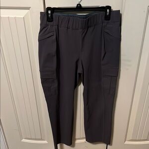 Eddie Bauer Gray Cargo Pants Crop-with Elastic Waistband